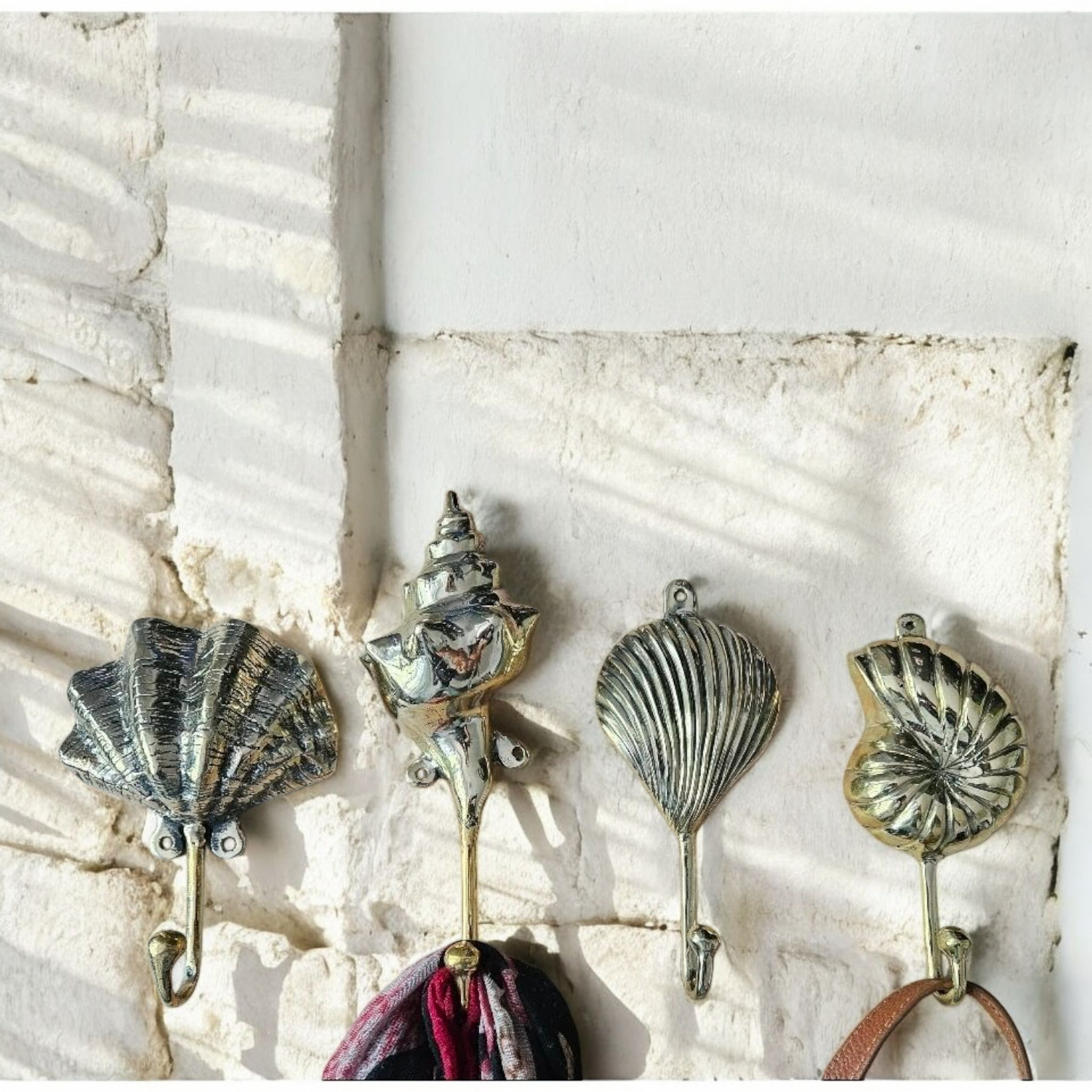 Lot de 4 Patères Coquillages en Bronze - Crochets Décoratifs Maritimes Tokolausanne