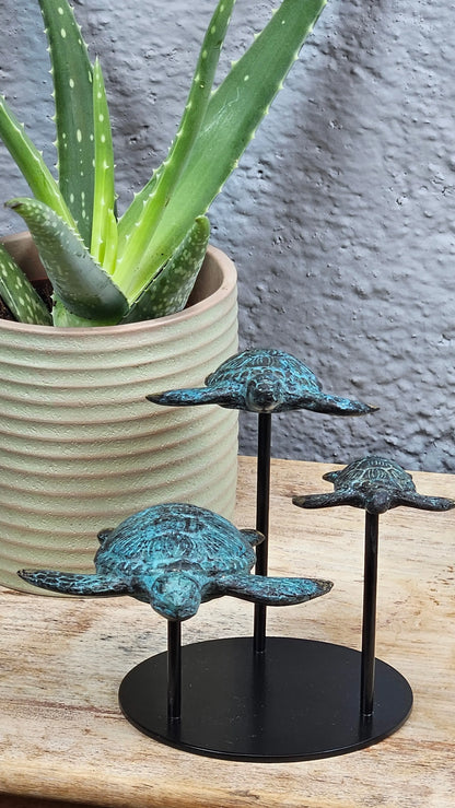 Sculpture marine - Famille Tortues en Bronze Tokolausanne
