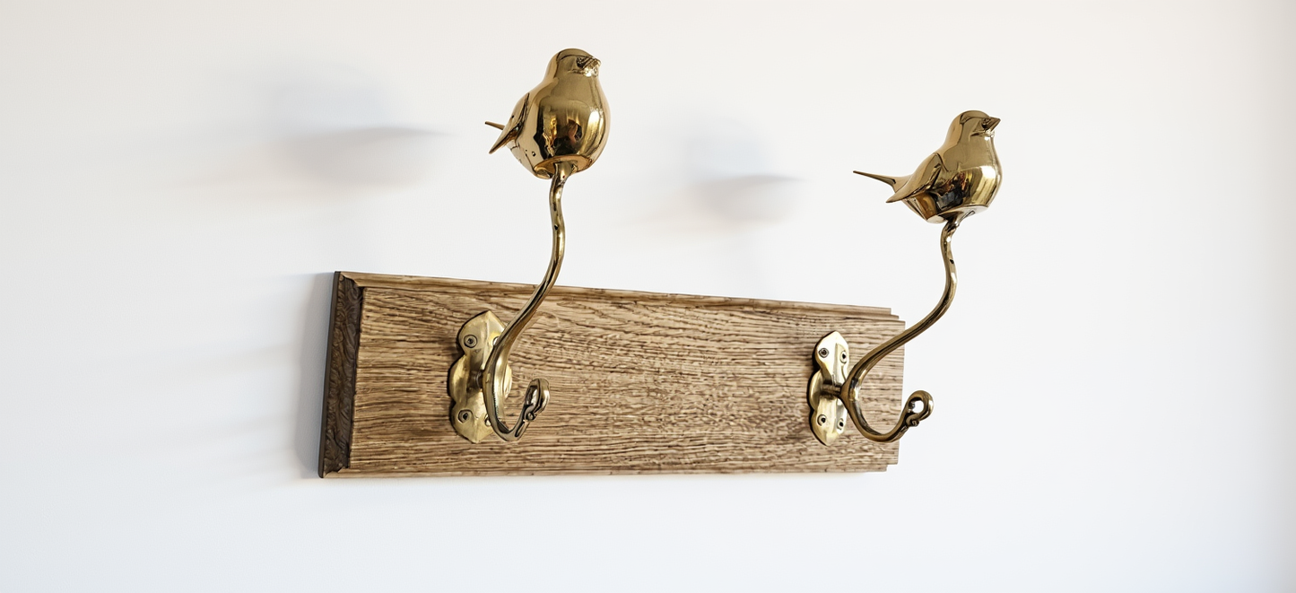 Porte-manteau mural double oiseaux bronze Tokolausanne