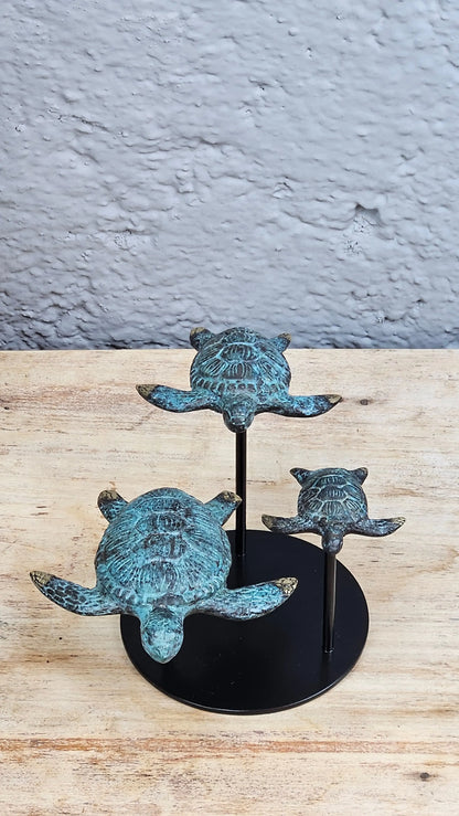 Sculpture marine - Famille Tortues en Bronze Tokolausanne
