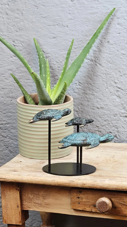 Sculpture marine - Famille Tortues en Bronze Tokolausanne