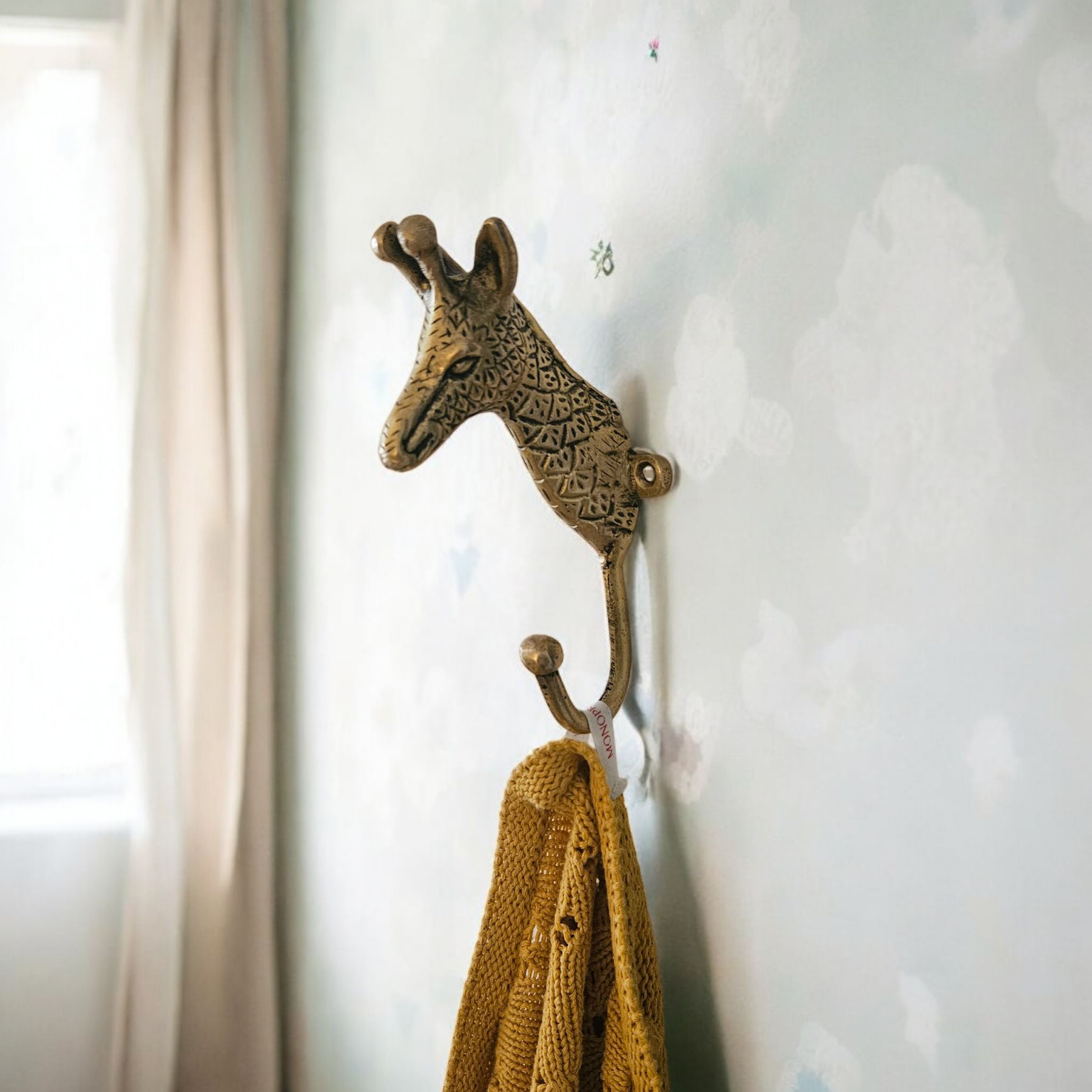 Crochet / Patère mural décoratif "Girafe" en bronze Tokolausanne