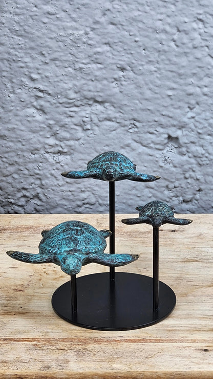 Sculpture marine - Famille Tortues en Bronze Tokolausanne
