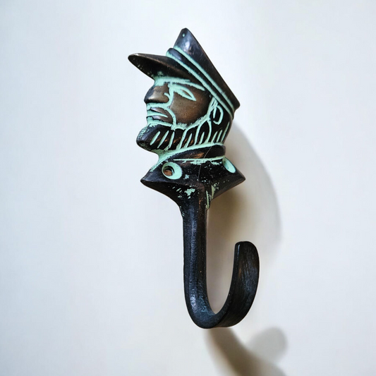 Patère Murale  Capitaine Vintage Bronze - Crochet Décoratif Noir et Turquoise Tokolausanne