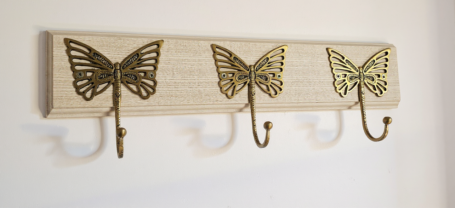 Porte-manteau mural 3 crochets papillons bronze Tokolausanne