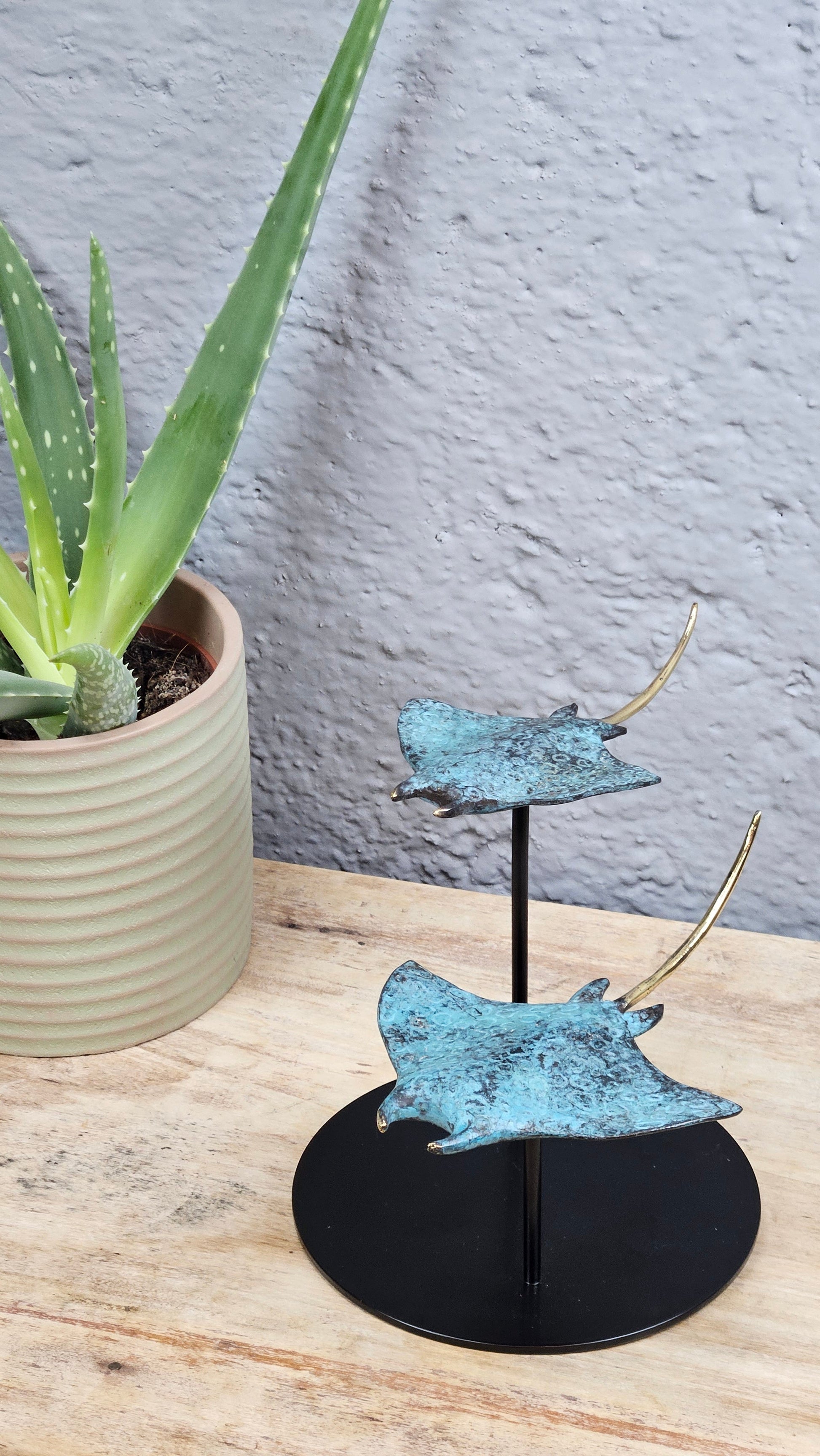 Duo de raies manta en bronze Tokolausanne