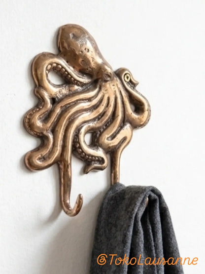 Crochet Mural Poulpe Bronze Vintage - Déco Marine