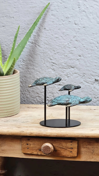 Sculpture marine - Famille Tortues en Bronze Tokolausanne