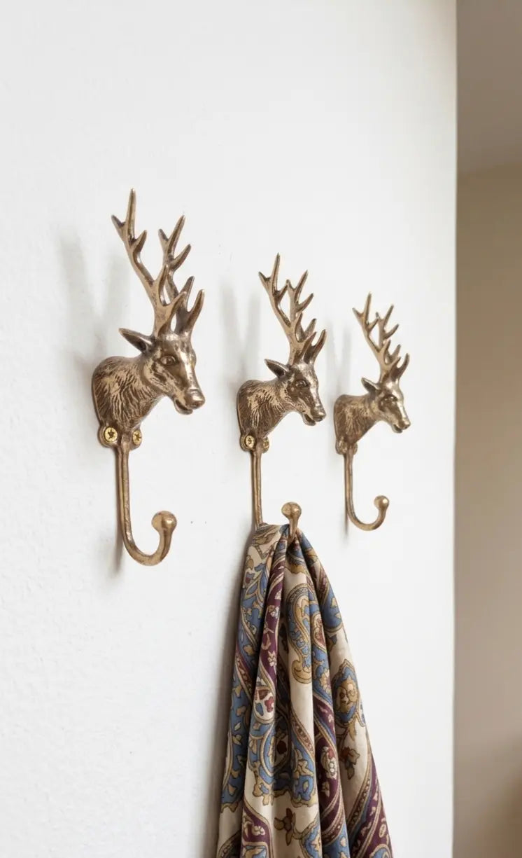 Crochet Mural tête de cerf en bronze
