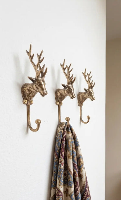 Crochet Mural tête de cerf en bronze