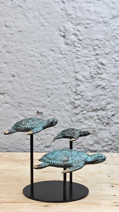 Sculpture marine - Famille Tortues en Bronze Tokolausanne